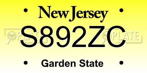 S892ZC New Jersey License Plate