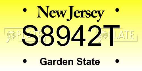 S8942T New Jersey License Plate