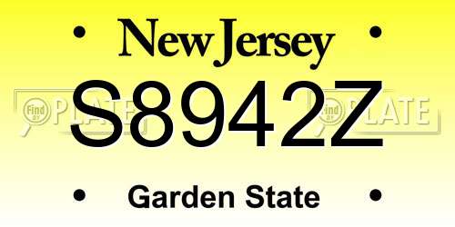 S8942Z New Jersey License Plate