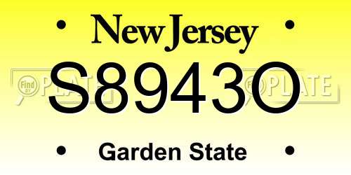 S8943O New Jersey License Plate