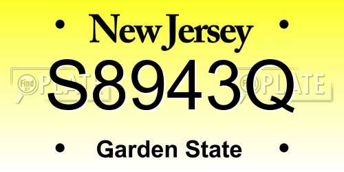 S8943Q New Jersey License Plate