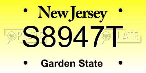 S8947T New Jersey License Plate