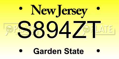 S894ZT New Jersey License Plate
