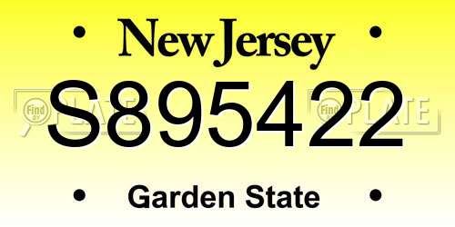 S895422 New Jersey License Plate