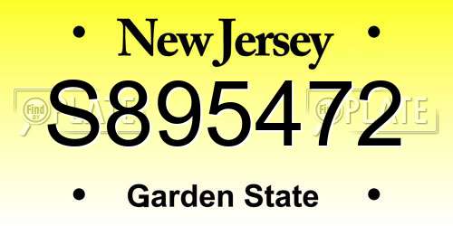 S895472 New Jersey License Plate