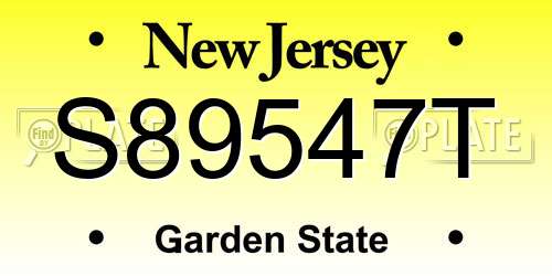 S89547T New Jersey License Plate