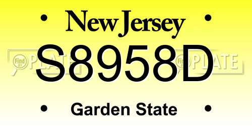 S8958D New Jersey License Plate