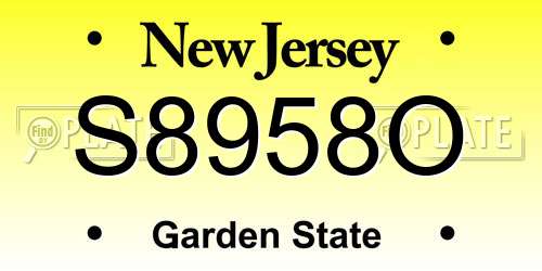 S8958O New Jersey License Plate