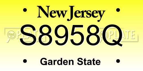 S8958Q New Jersey License Plate