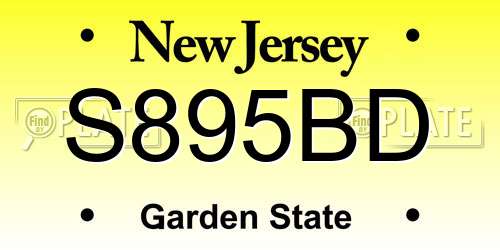 S895BD New Jersey License Plate