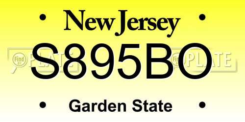 S895BO New Jersey License Plate