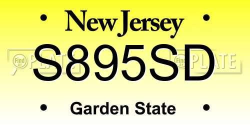 S895SD New Jersey License Plate