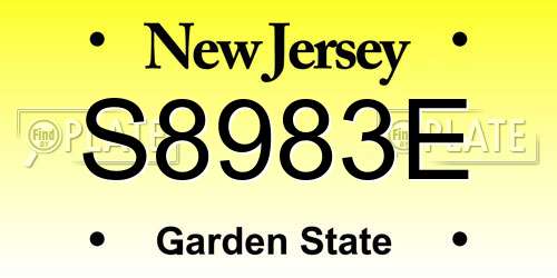S8983E New Jersey License Plate
