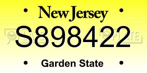 S898422 New Jersey License Plate