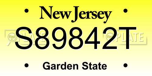 S89842T New Jersey License Plate