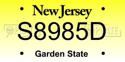 S8985D New Jersey License Plate