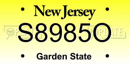 S8985O New Jersey License Plate