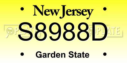 S8988D New Jersey License Plate