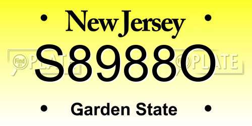 S8988O New Jersey License Plate