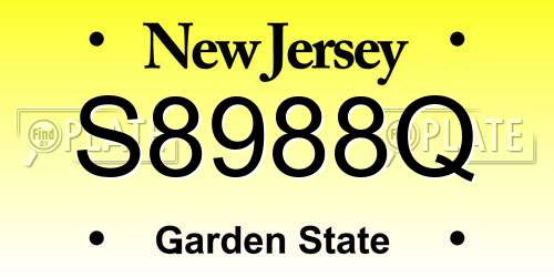 S8988Q New Jersey License Plate