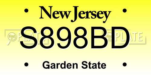 S898BD New Jersey License Plate