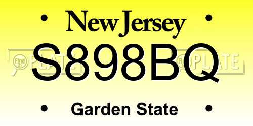 S898BQ New Jersey License Plate