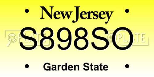 S898SO New Jersey License Plate