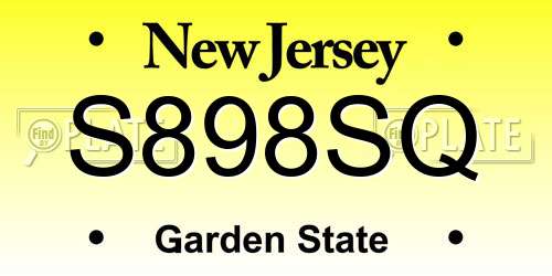S898SQ New Jersey License Plate