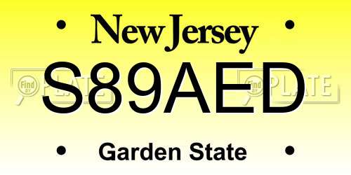 S89AED New Jersey License Plate