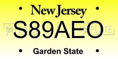 S89AEO New Jersey License Plate