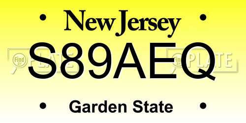 S89AEQ New Jersey License Plate