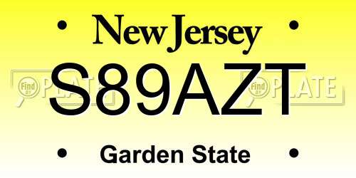 S89AZT New Jersey License Plate