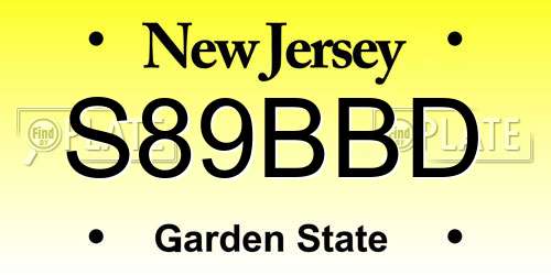 S89BBD New Jersey License Plate