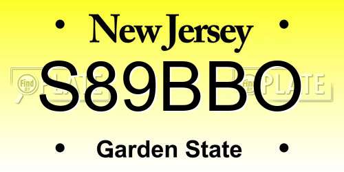 S89BBO New Jersey License Plate