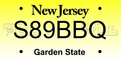 S89BBQ New Jersey License Plate