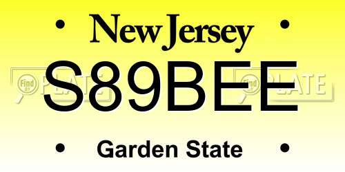 S89BEE New Jersey License Plate