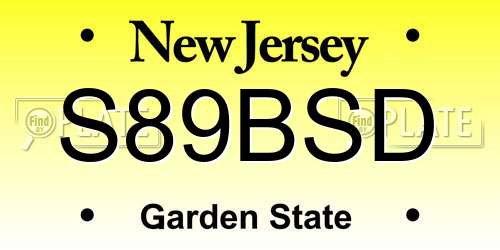 S89BSD New Jersey License Plate