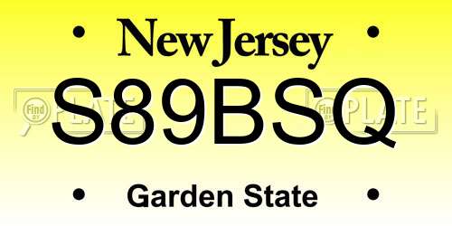 S89BSQ New Jersey License Plate