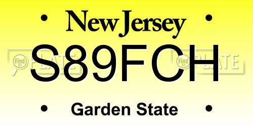 S89FCH New Jersey License Plate