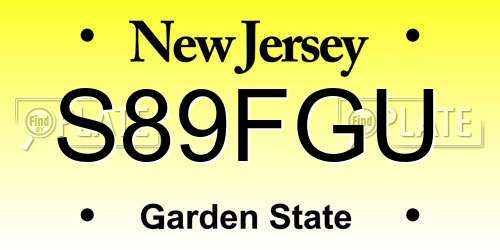 S89FGU New Jersey License Plate