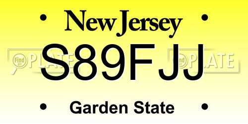 S89FJJ New Jersey License Plate