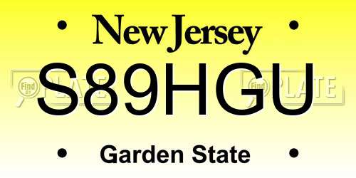 S89HGU New Jersey License Plate