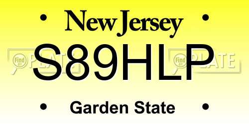 S89HLP New Jersey License Plate