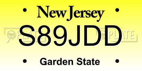 S89JDD New Jersey License Plate