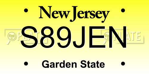 S89JEN New Jersey License Plate