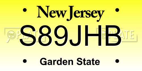 S89JHB New Jersey License Plate