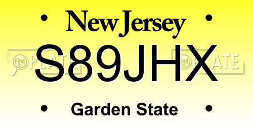 S89JHX New Jersey License Plate