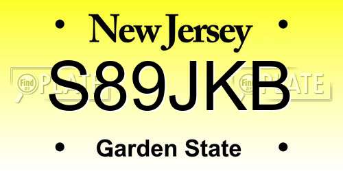 S89JKB New Jersey License Plate