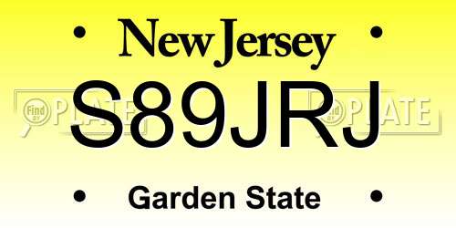 S89JRJ New Jersey License Plate