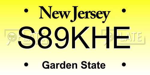 S89KHE New Jersey License Plate